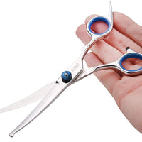 Elfirly - Tijeras de aseo para perro con punta redonda de seguridad (2 unidades, tijeras curvas, tijeras de espesor para aseo) - BESTMASCOTA.COM