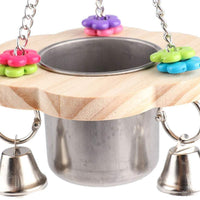 HEEPDD comedero para pájaros para jaula, ahorra espacio para colgar, taza de alimentación de acero inoxidable con campana y juguete para masticar para loros de tamaño pequeño y mediano - BESTMASCOTA.COM