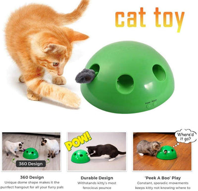 JUNMAO Juguetes interactivos para gatos, juguete interactivo para gatos, divertido juguete de entrenamiento de rasguños para gatitos y mascotas, juguete electrónico inteligente para mover al azar, pluma y ratón - BESTMASCOTA.COM