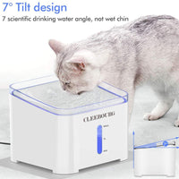 Cleebourg Fuente de agua para mascotas, 2 l, dispensador automático de agua para perro, fuente eléctrica para beber agua con 3 ajustes de flujo y 2 filtros de repuesto y 1 alfombrilla de silicona para gatos y perros - BESTMASCOTA.COM