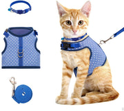 BINGPET Arnés para gato con correa y cuello para caminar, a prueba de escape, con correa de 59 pulgadas – Arneses de chaleco suave ajustable para gatos de tamaño mediano grande - BESTMASCOTA.COM