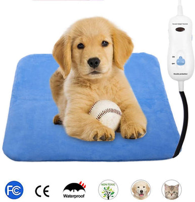 MAZORT Almohadilla de calentamiento para mascotas, para perros, de seguridad, eléctrica, con 2 cables ajustables resistentes a la temperatura para mascotas pequeñas y grandes - BESTMASCOTA.COM