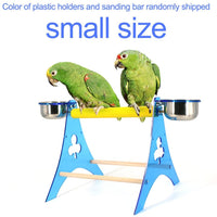 Mokook Parrot Foraging Feeder with Food Containers for Parrot Macaw African Greys Budgies Parakeet Cockatiel Cockatoo Conure Lovebird Standing Scratching Feeding, Acrylic Stand Frame Tripod Design - BESTMASCOTA.COM