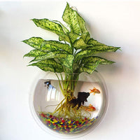 Kathson Decoración para el hogar maceta de pared para colgar de burbujas para acuario cuenco de pecera acuario (blanco, espejo, transparente) - BESTMASCOTA.COM
