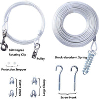 PUPTECK Cable reflectante para perro – Cable de amarre de peso pesado de 100 pies con corredor de 10 pies para perro de hasta 125 libras - BESTMASCOTA.COM