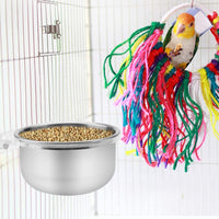 HEEPDD Stainless Steel Hanging Bowl Bird Food Feeding Dish Water Seed Feeder Bird Cage Accessories with Screw Attachment for Macaw African Greys Parakeet Cockatoo Cockatiel Conure Lovebird - BESTMASCOTA.COM