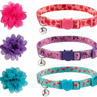 SCENEREAL Collar de gato con lazo de flor, 3 paquetes – Bonito patrón floral de primavera, collares ajustables para gatos gatitos - BESTMASCOTA.COM