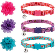 SCENEREAL Collar de gato con lazo de flor, 3 paquetes – Bonito patrón floral de primavera, collares ajustables para gatos gatitos - BESTMASCOTA.COM