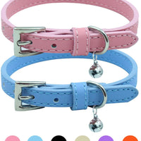 PUPTECK - 2 collares de piel suave para gato, color naranja, morado, negro, caqui, rosa, azul - BESTMASCOTA.COM