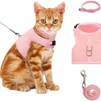BINGPET Arnés para gato con correa y cuello para caminar, a prueba de escape, con correa de 59 pulgadas – Arneses de chaleco suave ajustable para gatos de tamaño mediano grande - BESTMASCOTA.COM