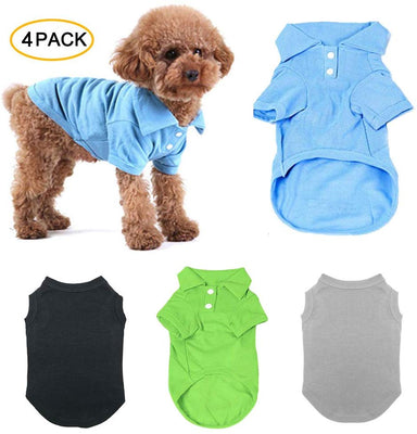 TOLOG - Juego de 4 camisetas para perros y cachorros para perros pequeños, medianos, grandes, de algodón, suave y transpirable - BESTMASCOTA.COM