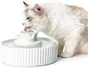 Fuente de agua de cerámica para mascotas Cepheus 360, fuente avanzada de agua de porcelana para gatos, 70 onzas. Fuente de agua para beber para gatos y perros con filtros de repuesto y espuma (blanco) - BESTMASCOTA.COM