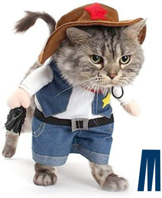 Disfraz de vaquero para perros y gatos Mikayoo, con sombrero, divertido disfraz, ideal para halloween, navidad, fiestas, o eventos - BESTMASCOTA.COM