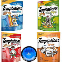 Temptations – Juego de 4 moldes para gatos Whiskas, mezcla de aperitivos y sabores de plumas con punto caliente, cuenco plegable para mascotas - BESTMASCOTA.COM