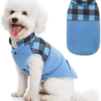 Chaleco polar para perro de SCIROKKO, chaleco de invierno con lado impermeable – Ropa reversible para mascotas para clima frío – chamarra a cuadros para cachorros y gatos - BESTMASCOTA.COM