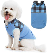 Chaleco polar para perro de SCIROKKO, chaleco de invierno con lado impermeable – Ropa reversible para mascotas para clima frío – chamarra a cuadros para cachorros y gatos - BESTMASCOTA.COM