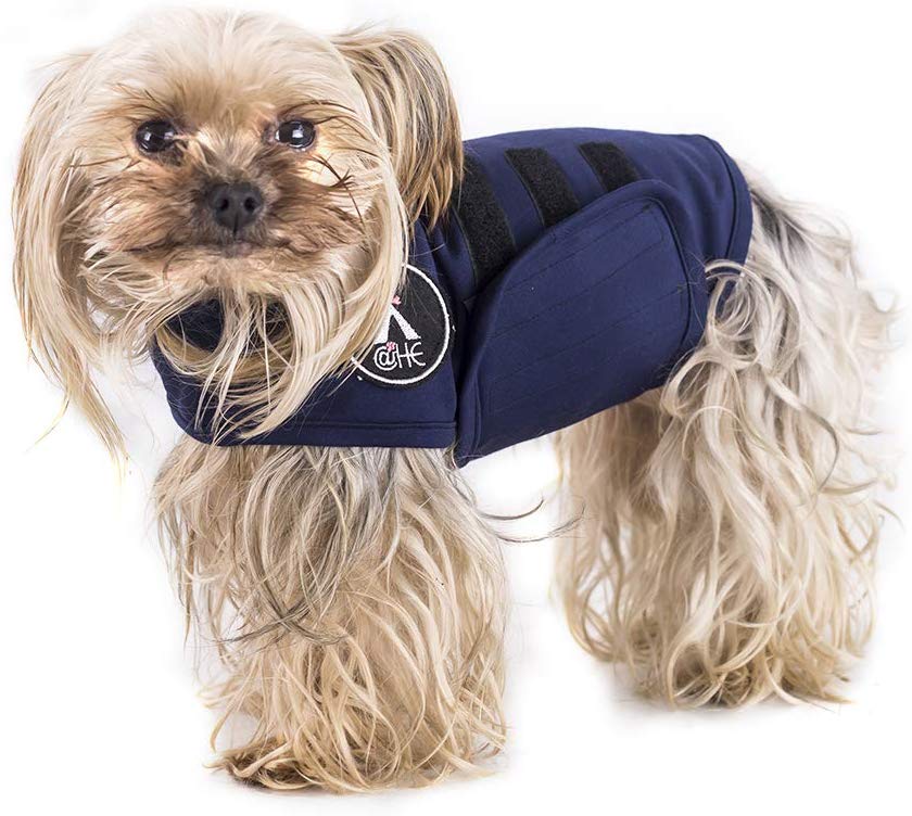 X@HE - Chaleco de alivio de ansiedad para perro, chaleco para mantener la comodidad, chaleco para perros de talla XS, M, L, XL, azul marino, gris, rosa, rojo y camuflaje - BESTMASCOTA.COM