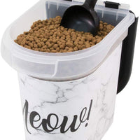 Huellas Pet de plástico contenedor de comida, Meow diseño de mármol, 15lb - BESTMASCOTA.COM