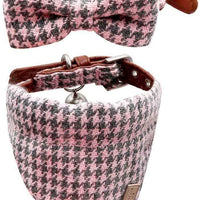 Azuza - Collares para gato pequeño con campanas extraíbles, 2 unidades de collares de piel sintética con pajarita y bandana - BESTMASCOTA.COM