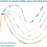 Interactive Cat Toys Rainbow Cat Charmer with Bell, Replaceable Wood Cat Wand with 5PCS Colorful Fabric Ribbon Refills, Safe Cat Catcher Teaser Stick Toy for Kittens Training Pets Exerciser - BESTMASCOTA.COM
