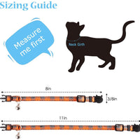 PUPTECK Collar para gato con campana – Juego de 3 collares para gato a cuadros Breakaway, collares de seguridad ajustables para cachorro, naranja, rojo y verde - BESTMASCOTA.COM