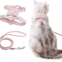 Arnés y tracción para gatos y mascotas, a prueba de escape, correa reflectante para gato, chaleco para gatos con patrón de personalidad, arnés de lazo, cinturón suave ajustable, hebilla de seguridad para caminar al aire libre, antivuelco. - BESTMASCOTA.COM