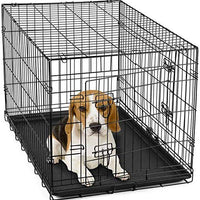 Jaula de metal plegable de doble puerta para perros, jaula de alambre con separador y bandeja para entrenamiento de mascotas, modelo de 2019 recién diseñado - BESTMASCOTA.COM