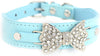 aolove Moda Rhinestones Diamante mariposa lazo corbata ajustable Piel Sintética mascota collares para perros gatos cachorro - BESTMASCOTA.COM