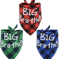 Busypaws 3 PCS Big Brother Dog Bandanas Plaid Reversible Triangle Bibs Pet Scarf Accessories - BESTMASCOTA.COM