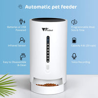 amzdeal - Comedero automático para gatos y perros, dispensador de alimentos para gatos con tamaño y tiempo de comida programable, 4 comidas por día, apto para perros y gatos - BESTMASCOTA.COM