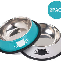Cuenco de acero inoxidable para gatos, de acero inoxidable, para gatos, gatos, conejos, gatos, platos pintados, fácil de limpiar, duradero, para alimentos y agua - BESTMASCOTA.COM