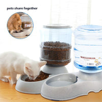 Mingzheng - Juego de alimentador automático de alimentos y agua con cepillo para rebanar con temporizador digital para gatos y perros pequeños, solución para mascotas, fácil de desmontar/limpiar/montar/rellenar - BESTMASCOTA.COM