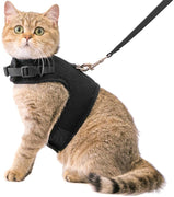 Cherpet arnés y correa para gatos, a prueba de escape, correas de 4.9 ft, fácil para caminar al aire libre, chaleco transpirable de malla suave, color negro, ajuste cómodo para animales pequeños - BESTMASCOTA.COM