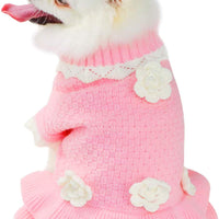 Joytale Turtleneck - Ropa de invierno para perro o mascota, diseño de flores, color rosa - BESTMASCOTA.COM