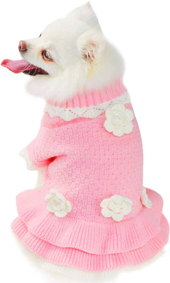 Joytale Turtleneck - Ropa de invierno para perro o mascota, diseño de flores, color rosa - BESTMASCOTA.COM