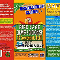 Limpiador y desodorizante para jaulas de pájaros absolutamente limpio, solo pulverizar/limpiar, elimina de forma segura y fácil los desperfectos de aves de forma rápida y fácil, fabricado en los Estados Unidos - BESTMASCOTA.COM