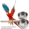 HEEPDD - Perchas para pájaros con comedero, 8.5 in, acero inoxidable, para loros de tamaño pequeño y pájaros medianos - BESTMASCOTA.COM