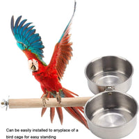 HEEPDD - Perchas para pájaros con comedero, 8.5 in, acero inoxidable, para loros de tamaño pequeño y pájaros medianos - BESTMASCOTA.COM