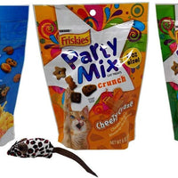 Friskies Party Mix Crunch Treats para gatos 3 sabor variedad con juego de juguetes, (1) cada uno: Lobster Mac 'N Cheese, Cheesy Craze, Picnic (6 onzas) - BESTMASCOTA.COM