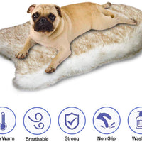 Petgrow · Alfombra de pelo sintético grueso para cama de mascotas, ultrasuave, cálida, de felpa, acolchada, para cama de mascotas, para perros y gatos, color beige - BESTMASCOTA.COM