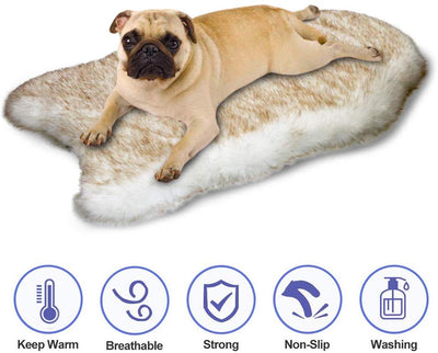 Petgrow · Alfombra de pelo sintético grueso para cama de mascotas, ultrasuave, cálida, de felpa, acolchada, para cama de mascotas, para perros y gatos, color beige - BESTMASCOTA.COM