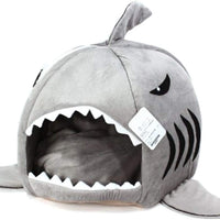 Grey Shark Bed for Small Cat Dog Cave Bed With  Removable Cushion,waterproof Bottom - BESTMASCOTA.COM