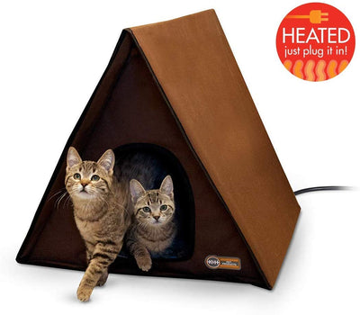 K&H Pet Products Multi-Kitty marco en A para exteriores, color chocolate, 35 x 20.5 x 20 pulgadas - BESTMASCOTA.COM