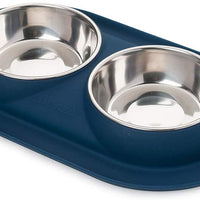 Bonza estación para alimentación con doble fuente, de acero inoxidable y los tazones de fuente del alimento de silocona con base resistente, antiderrame y antiderrape, para mascota Alumentador de calidad premium, solución para alimentar perros pequeños y - BESTMASCOTA.COM