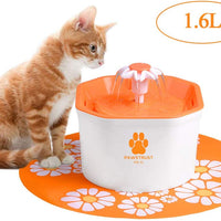 Pawstrust Fuente de agua para gatos, 1,6 L, dispensador automático de filtro de agua para mascotas con alfombrilla de silicona, súper silencioso, sano e higiénico y filtros de repuesto - BESTMASCOTA.COM