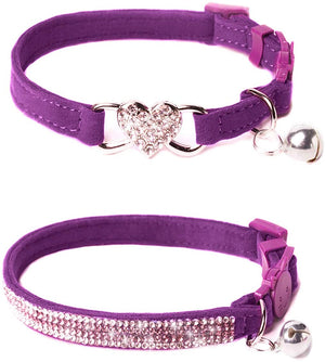 Upaw Rhinestone - Collar para gato (2 unidades), color morado - BESTMASCOTA.COM