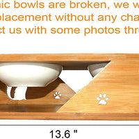 Lepet - Cuencos elevados para perros y gatos, alimentador elevado para mascotas, soporte de bambú sólido, perfecto para gatos y perros pequeños - BESTMASCOTA.COM