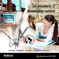 RUBOLD Juego de tijeras profesionales de aseo para perros, punta redondeada de acero inoxidable, tijeras afiladas y duraderas con peine de aseo para mascotas en kit – las mejores herramientas para recortar cada perro y gato salon - BESTMASCOTA.COM