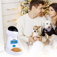 Iseebiz - Comedero automático para gatos, dispensador de comida para mascotas de 3 litros, para perros de gatos medianos y grandes, 4 comidas, grabadora de voz y temporizador, programable, control de porciones - BESTMASCOTA.COM