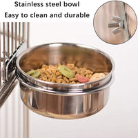 Comedero de pájaros con abrazadera, jaula de acero inoxidable para alimentos, cuencos de agua para loro, comedero de pájaros para jaula, animales pequeños, loro, pinzones, chinchilla – 2 paquetes - BESTMASCOTA.COM